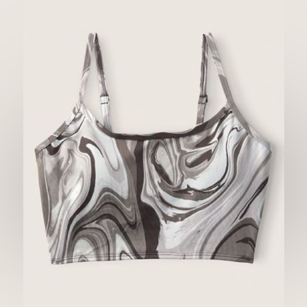 NEW! PINK Active Gray Tie-Dye ULTIMATE LIGHTLY LINED SPORTS CROP - Size XS โฆ๏ธ